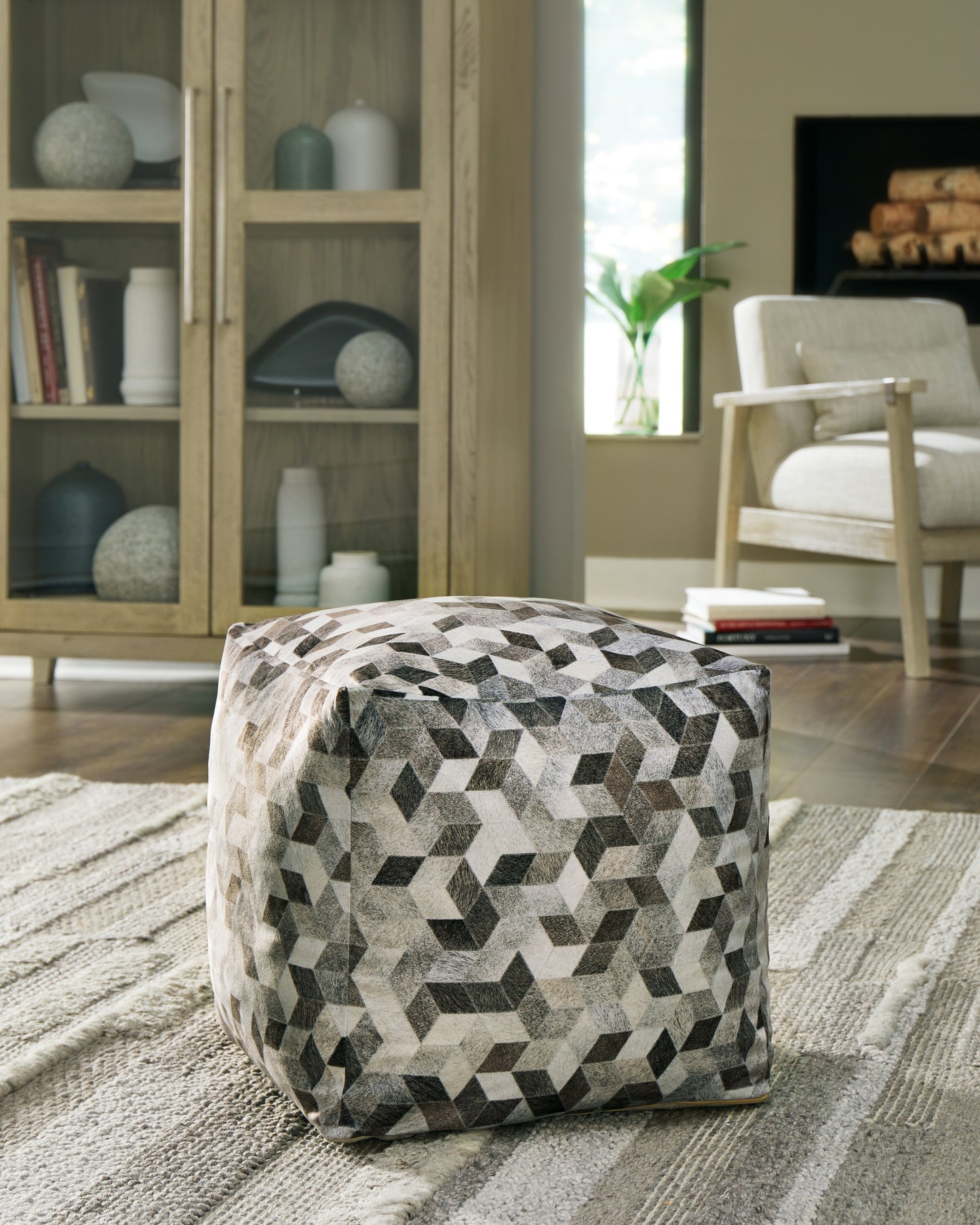 Cape Furniture Outlet - Ashley Furniture - Albermarle Pouf - Pouf / Gray/Brown - A1000983