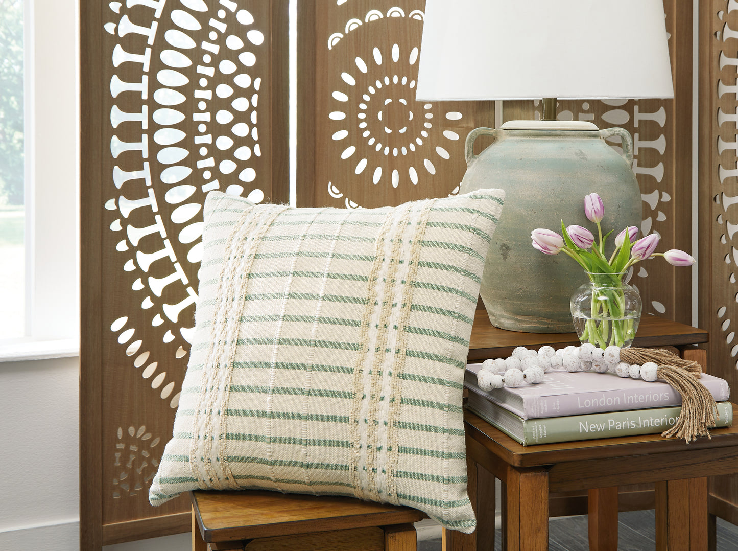Cape Furniture Outlet - Ashley Furniture - Rowton Pillows - Pillow (4/CS) / White/Green - A1001072