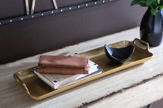 Cape Furniture Outlet - Ashley Furniture - Posy Tray - Tray / Gold Finish - A2000136