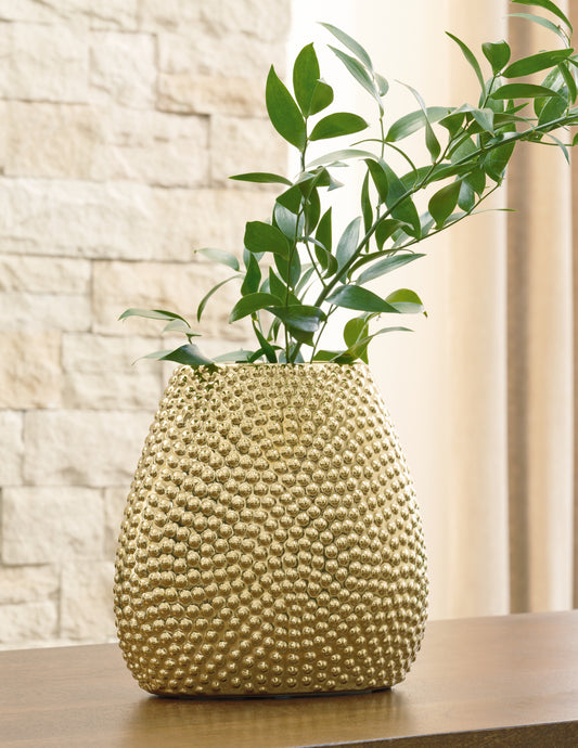 Cape Furniture Outlet - Ashley Furniture - Efim Vase - Vase / Gold Finish - A2000575