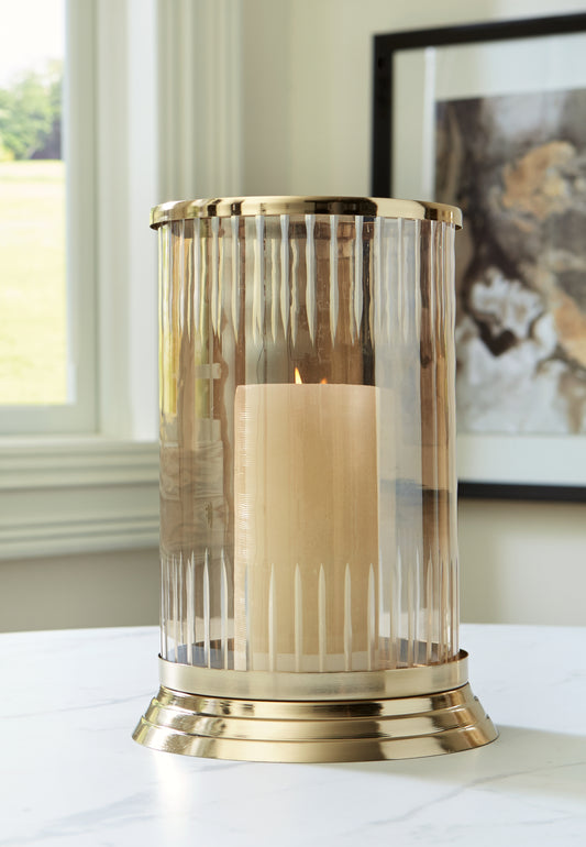 Cape Furniture Outlet - Ashley Furniture - Aavinson Candle Holder - Candle Holder / Amber/Gold Finish - A2000687