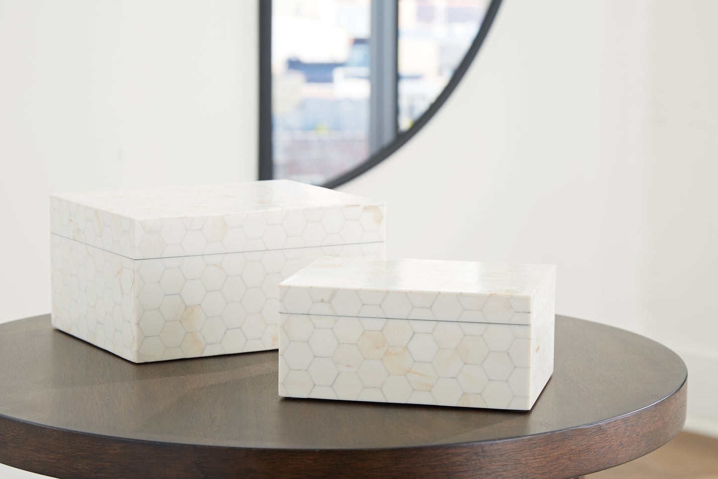 Cape Furniture Outlet - Ashley Furniture - Aldenburg Box (Set of 2) - Box Set (Set of 2) / Cream - A2000690