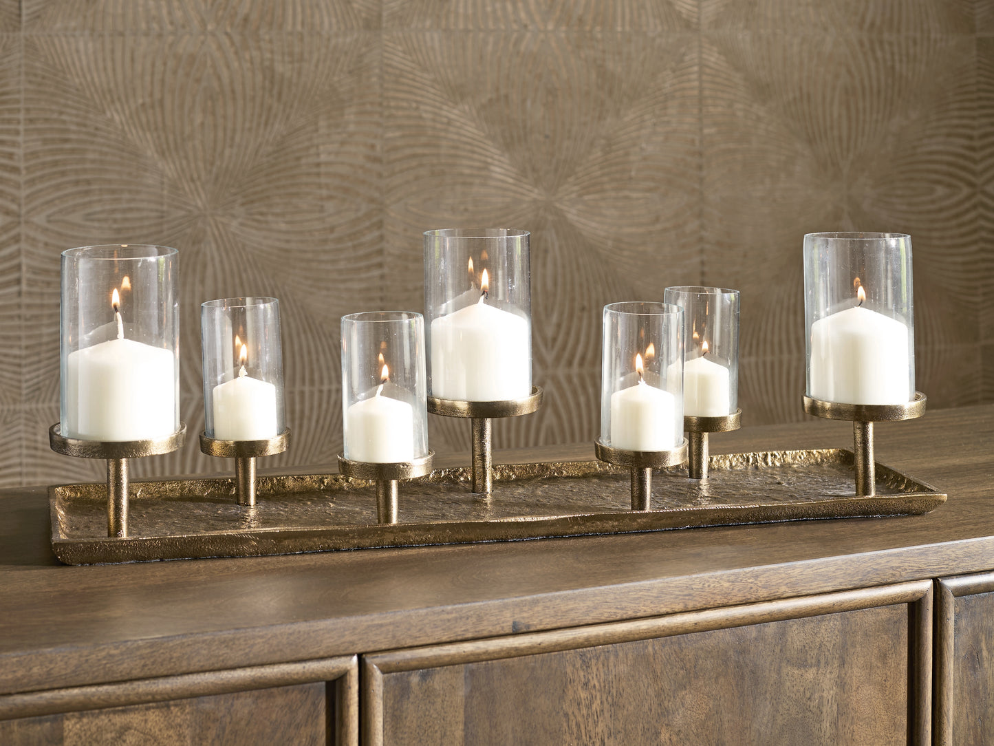 Cape Furniture Outlet - Ashley Furniture - Wallmond Candle Holder - Candle Holder / Antique Brass Finish - A2000820