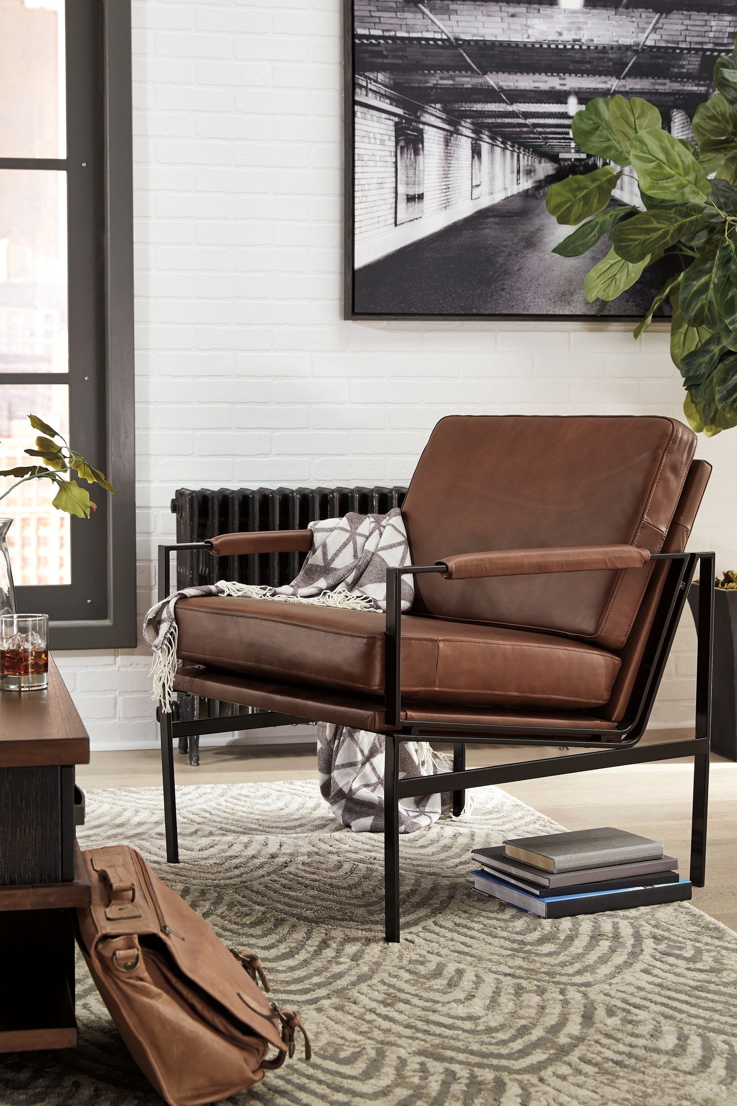 Cape Furniture Outlet - Ashley Furniture - Puckman Accent Chair - Accent Chair / Brown/Silver Finish - A3000193