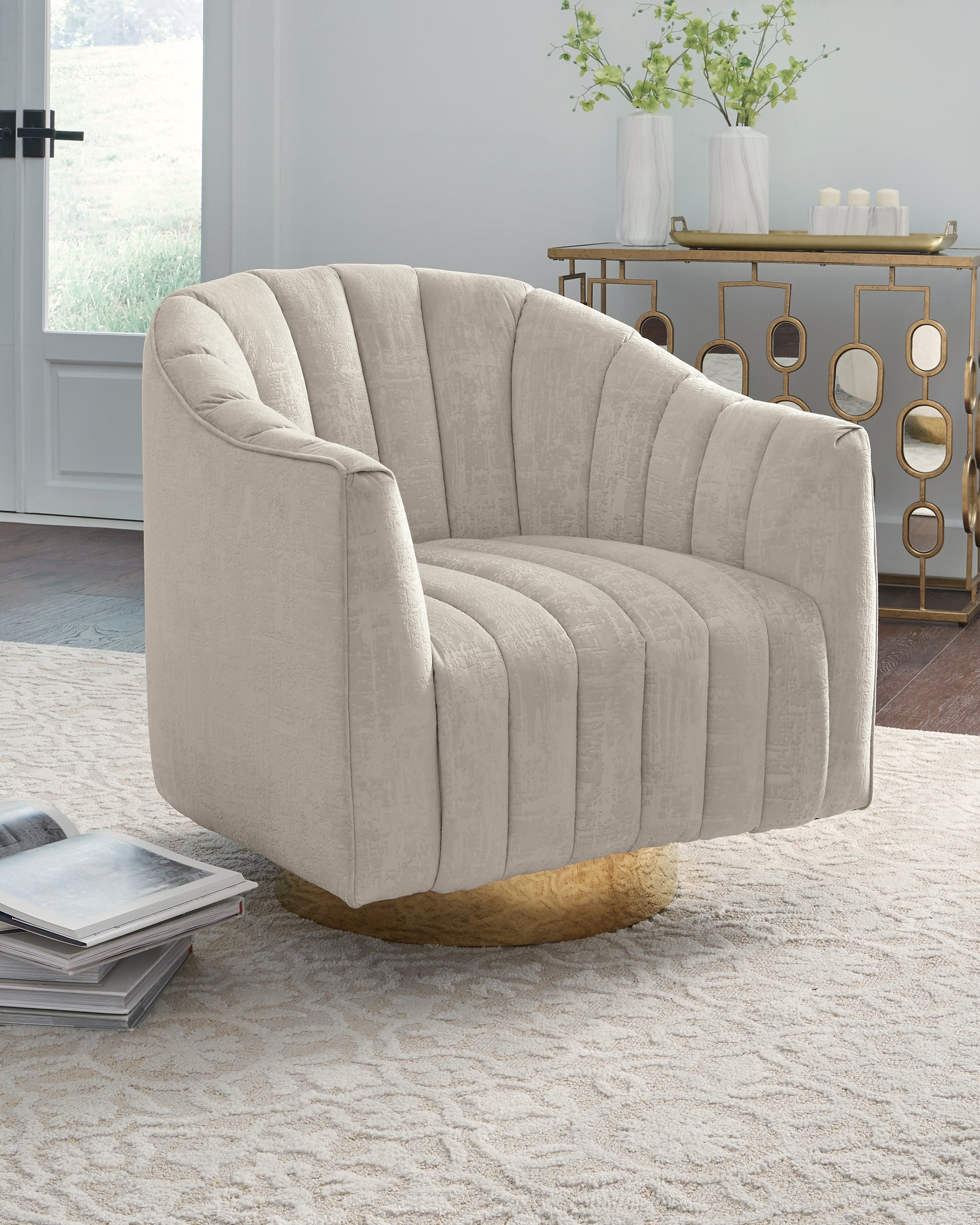 Cape Furniture Outlet - Ashley Furniture - Penzlin Accent Chair - Swivel Accent Chair / Pearl - A3000241