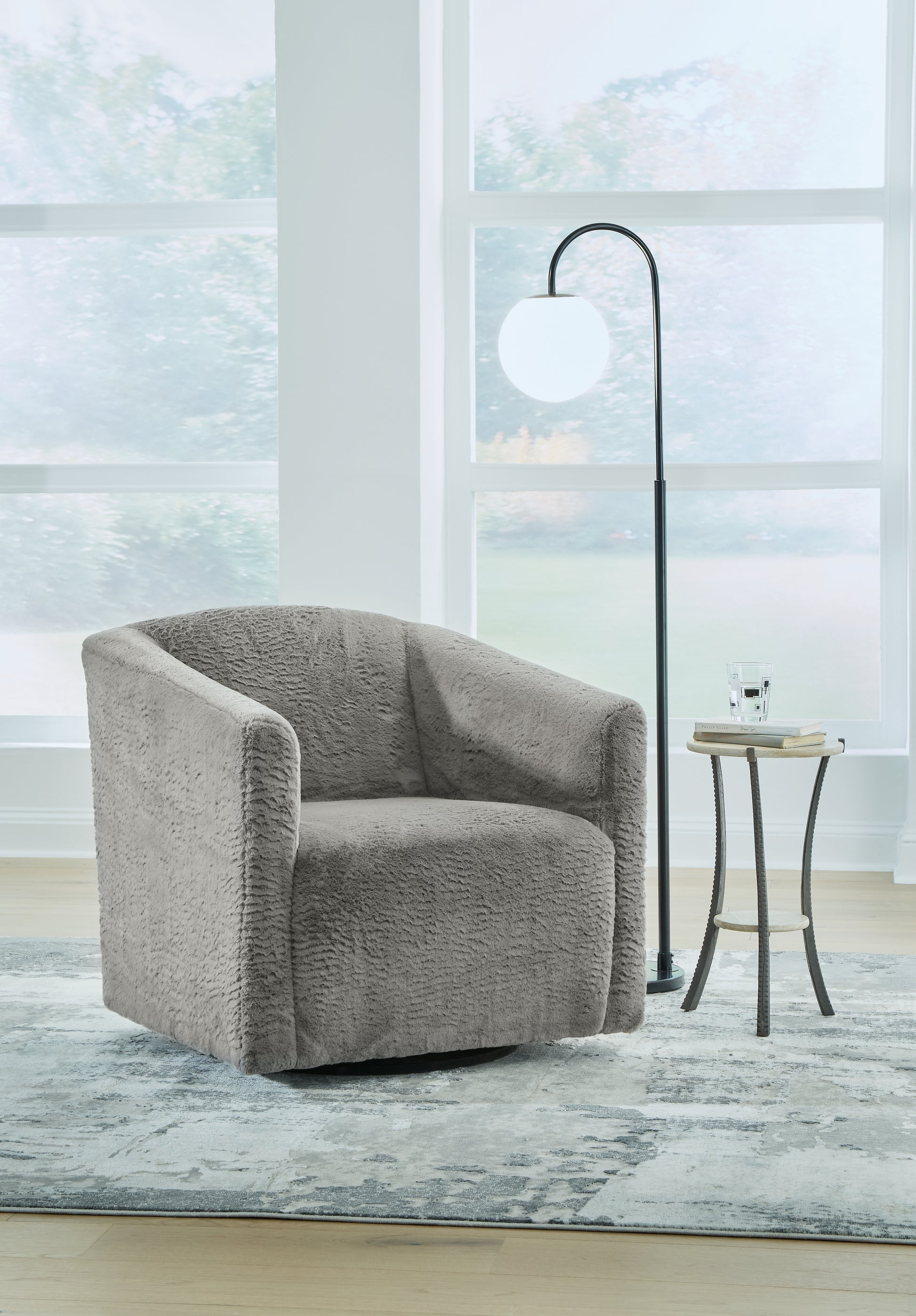 Cape Furniture Outlet - Ashley Furniture - Bramner Accent Chair - Swivel Accent Chair / Charcoal - A3000330