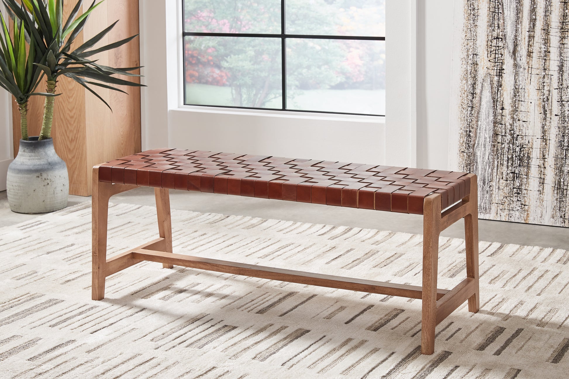 Cape Furniture Outlet - Ashley Furniture - Lemmund Accent Bench - Accent Bench / Natural/Brown / 48"W x 16"D x 18"H - A3000682