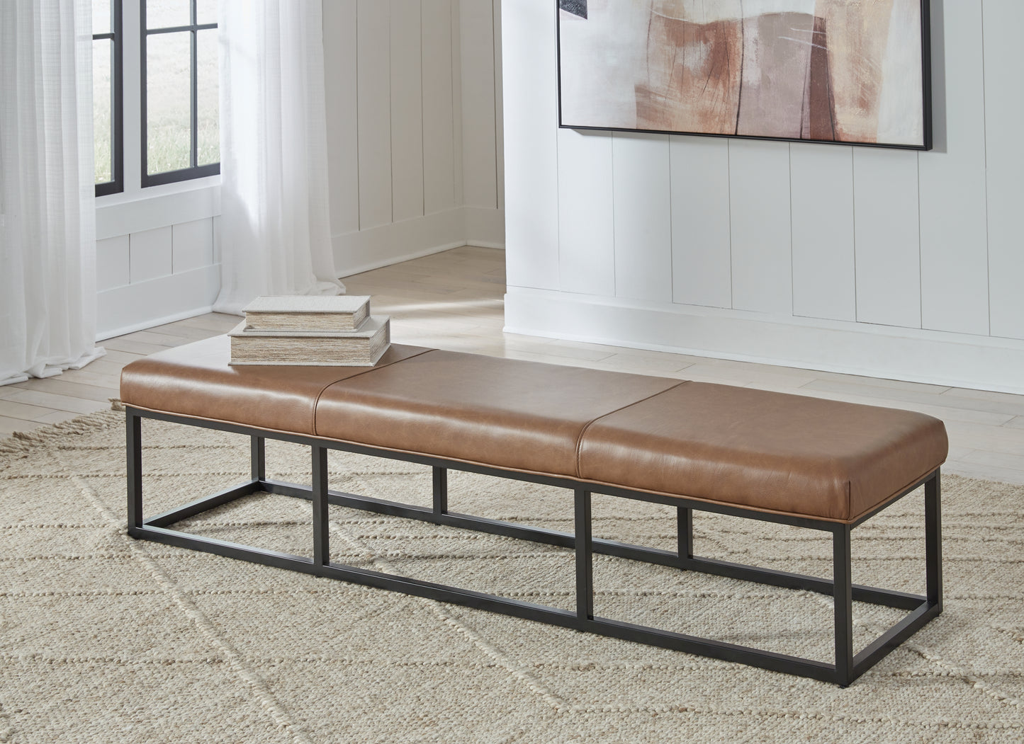 Cape Furniture Outlet - Ashley Furniture - Joston Accent Bench - Accent Bench / Caramel / 71"W x 19"D x 16"H - A3000693