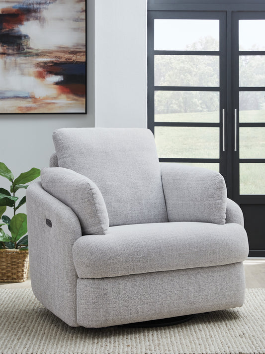 Cape Furniture Outlet - Ashley Furniture - Alainmont Next-Gen Nuvella Swivel Power Recliner - Swivel Power Recliner / Stone - A3000739