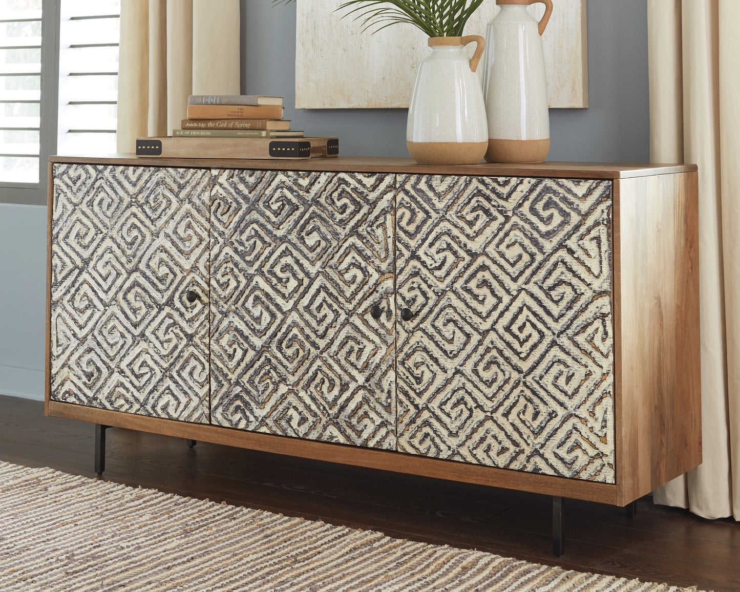 Cape Furniture Outlet - Ashley Furniture - Kerrings Accent Cabinet - Accent Cabinet / Brown/Black/White - A4000258