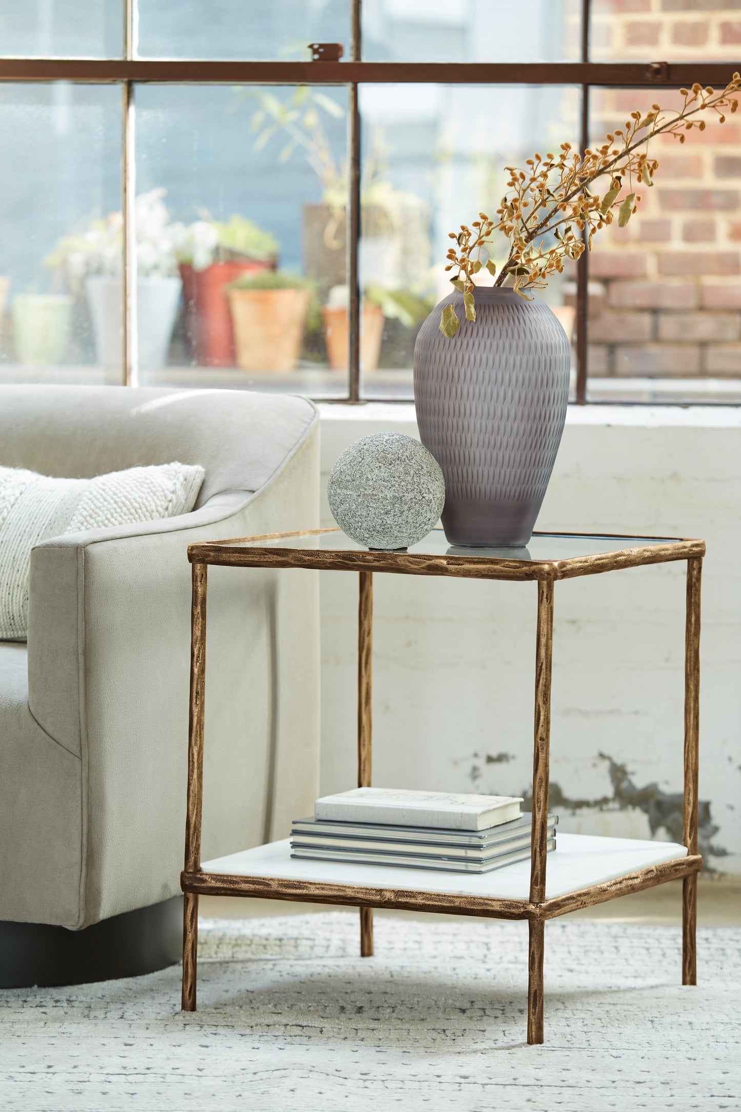 Cape Furniture Outlet - Ashley Furniture - Ryandale Accent Table - Accent Table / Antique Brass Finish - A4000442