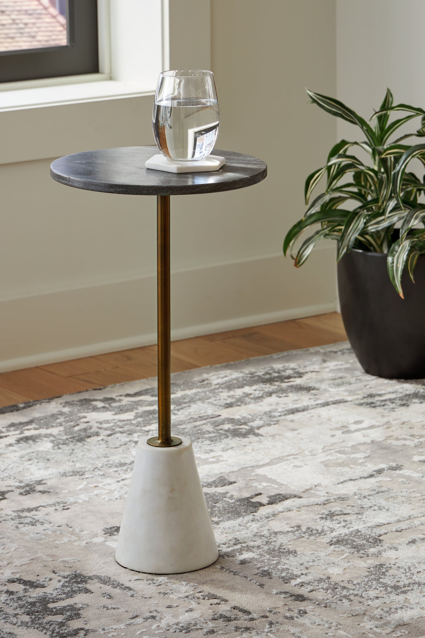 Cape Furniture Outlet - Ashley Furniture - Caramont Accent Table - Accent Table / Black/White/Gold Finish - A4000540