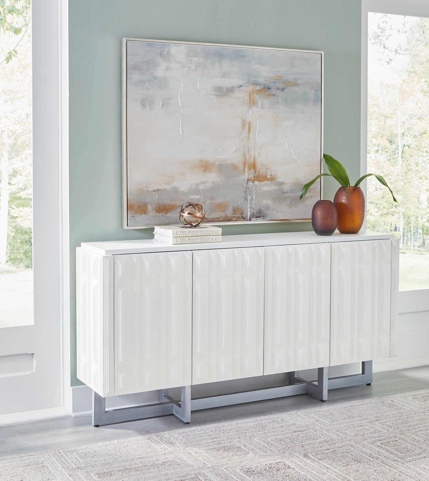 Cape Furniture Outlet - Ashley Furniture - Ornawel Accent Cabinet - Accent Cabinet / Distressed White - A4000569
