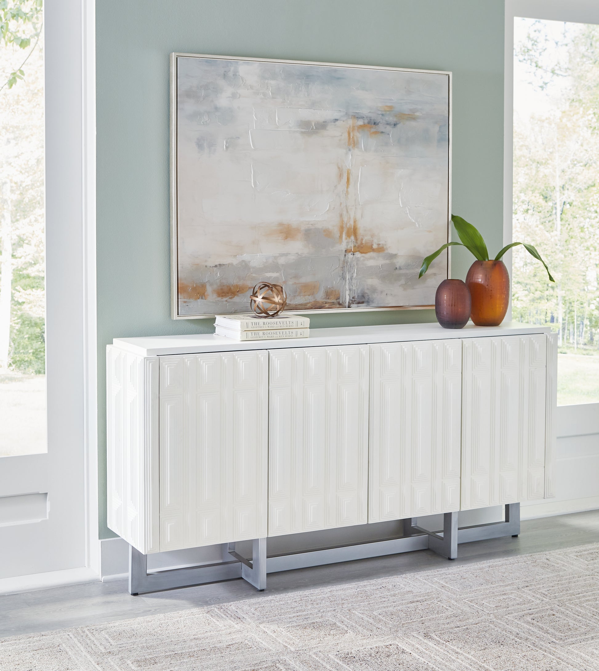 Cape Furniture Outlet - Ashley Furniture - Ornawel Accent Cabinet - Accent Cabinet / Distressed White - A4000569