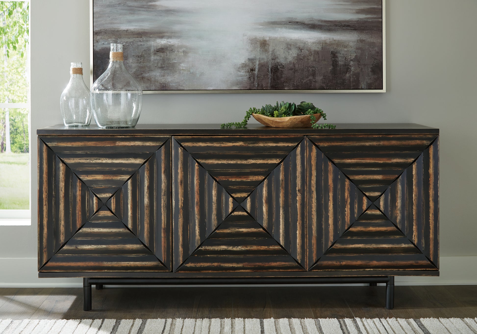 Cape Furniture Outlet - Ashley Furniture - Fair Ridge Accent Cabinet - Accent Cabinet / Distressed Black - A4000573