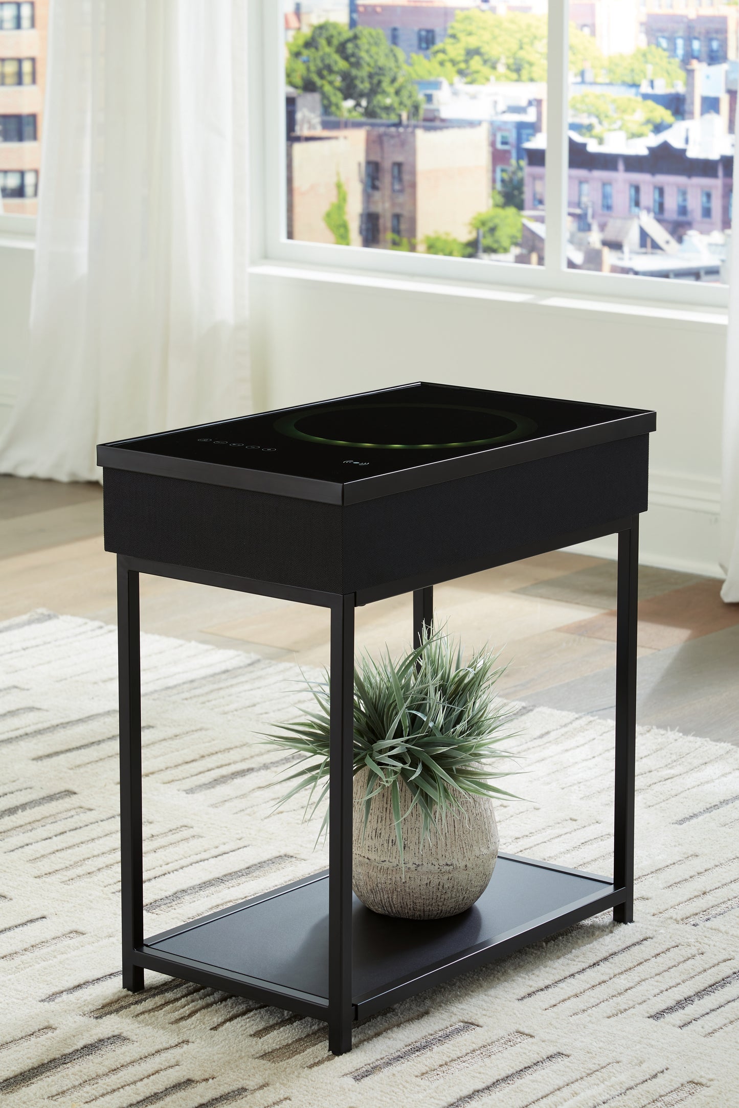 Cape Furniture Outlet - Ashley Furniture - Gemmet Accent Table with Speaker - Accent Table with Speaker / Black - A4000643