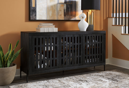 Cape Furniture Outlet - Ashley Furniture - Vallisburg Accent Cabinet - Accent Cabinet / Black/Natural - A4000644