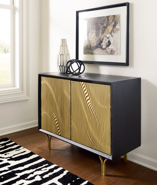 Cape Furniture Outlet - Ashley Furniture - Tayner Accent Cabinet - Accent Cabinet / Black/Gold Finish - A4000654