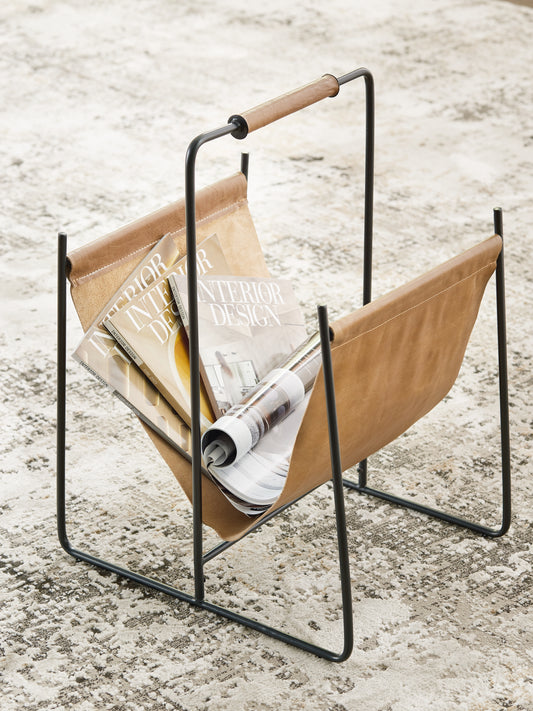 Cape Furniture Outlet - Ashley Furniture - Faronworth Magazine Rack - Magazine Rack / Brown/Black - A4000668