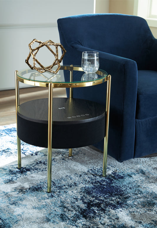 Cape Furniture Outlet - Ashley Furniture - Nedman Accent Table with Speaker - Accent Table with Speaker / Black/Gold Finish - A4000669