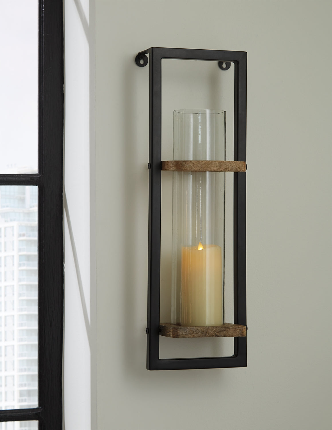 Cape Furniture Outlet - Ashley Furniture - Colburn Wall Decor - Wall Sconce / Natural/Black - A8010171