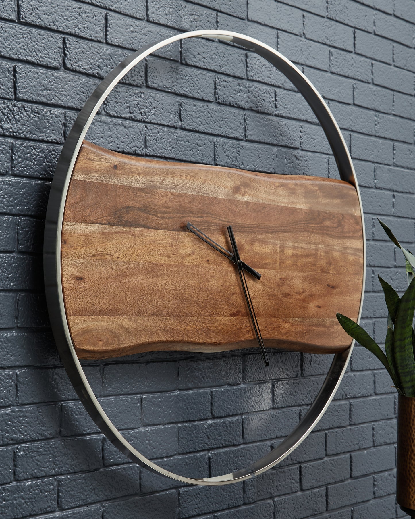 Cape Furniture Outlet - Ashley Furniture - Panchali Wall Decor - Wall Clock / Brown/Silver Finish - A8010198