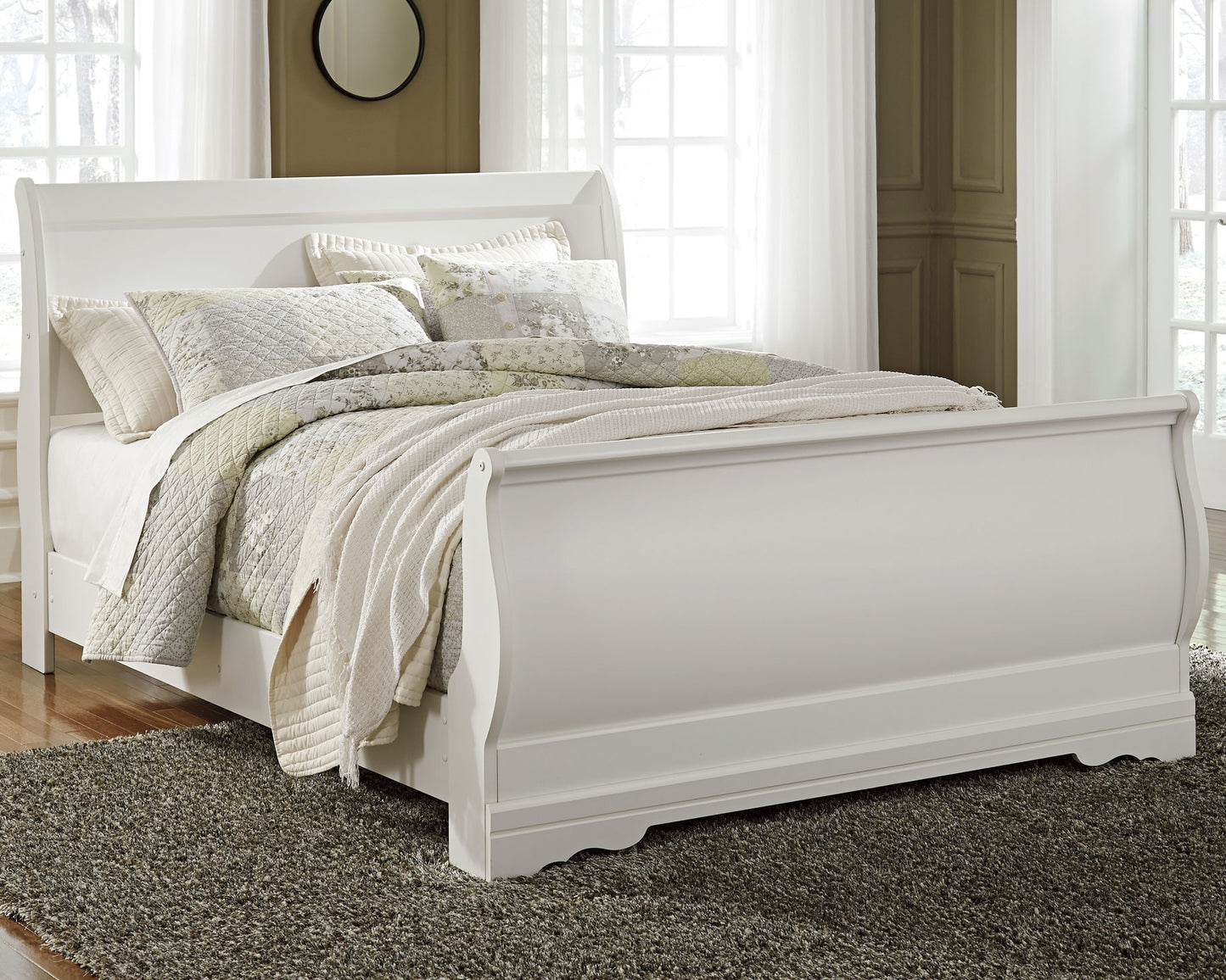 Cape Furniture Outlet - Ashley Furniture - Anarasia Bedroom - Queen Sleigh Bed / White - B129B4