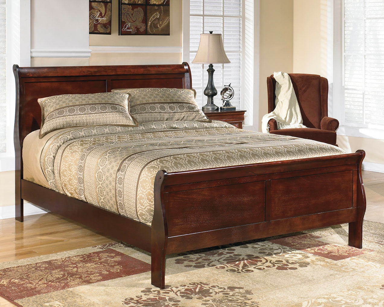 Cape Furniture Outlet - Ashley Furniture - Alisdair Bedroom - King Sleigh Bed / Reddish Brown - B376B8