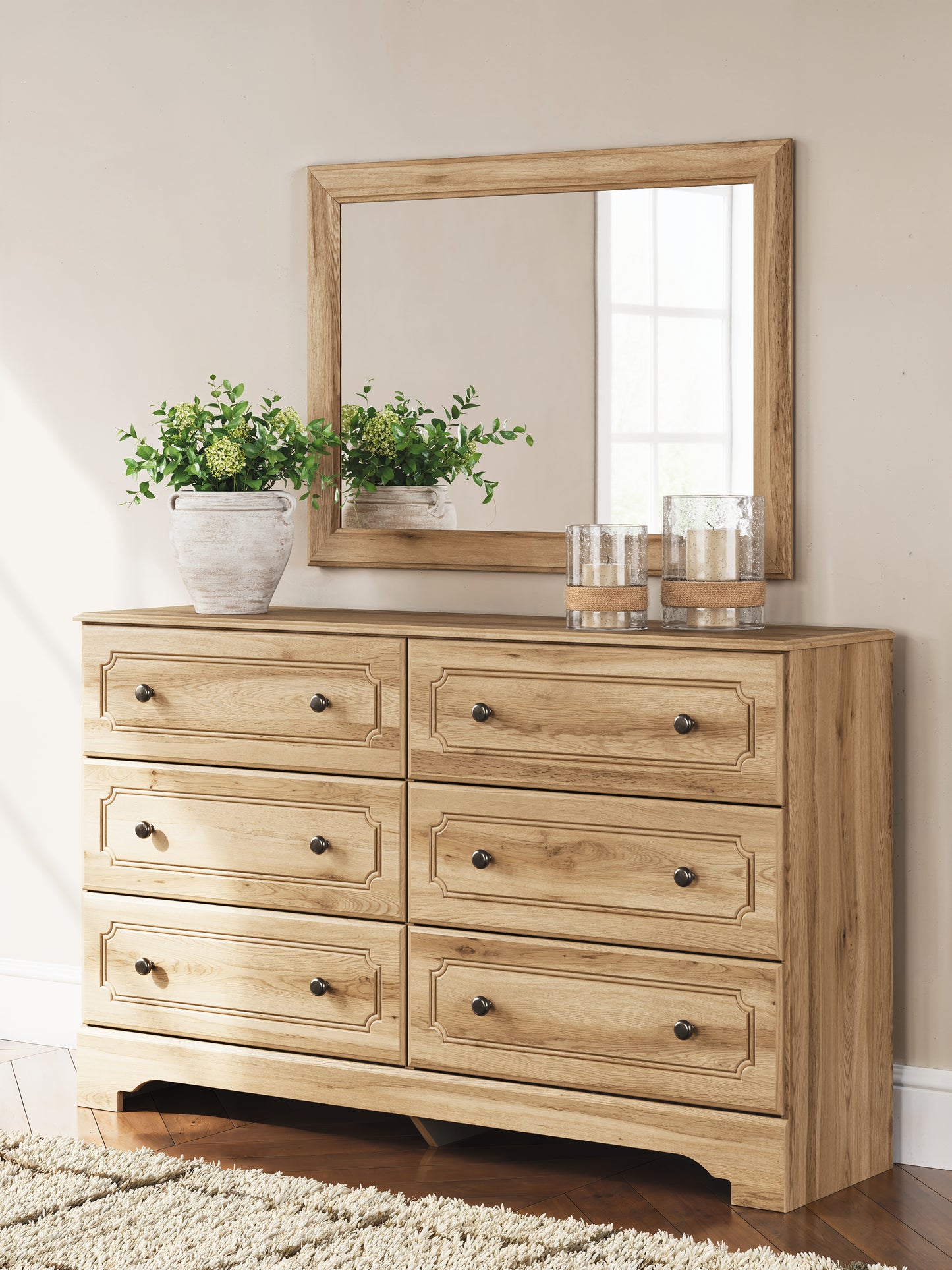 Cape Furniture Outlet - Ashley Furniture - Aleaport Bedroom - Dresser and Mirror / Warm Brown - PCB1075B1