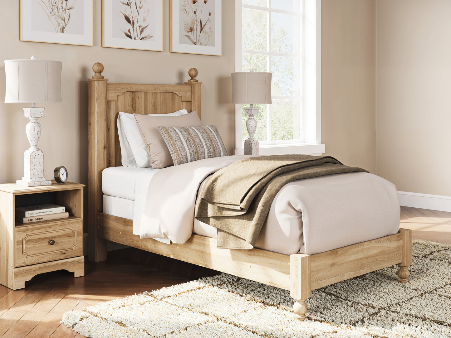 Cape Furniture Outlet - Ashley Furniture - Aleaport Bedroom - Twin Panel Bed / Warm Brown - PCB1075B2