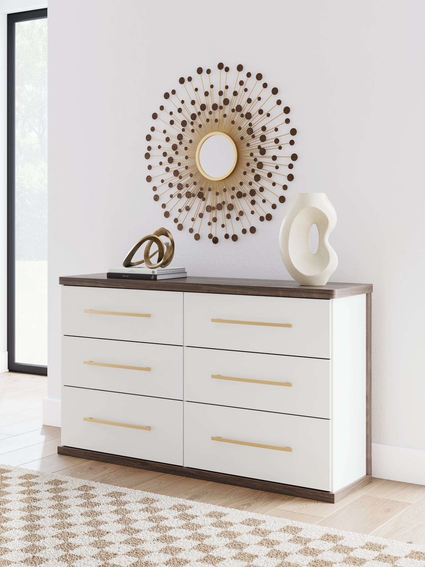 Cape Furniture Outlet - Ashley Furniture - Kendanport Bedroom - Queen Upholstered Bed / White/Brown - PCB1108B7