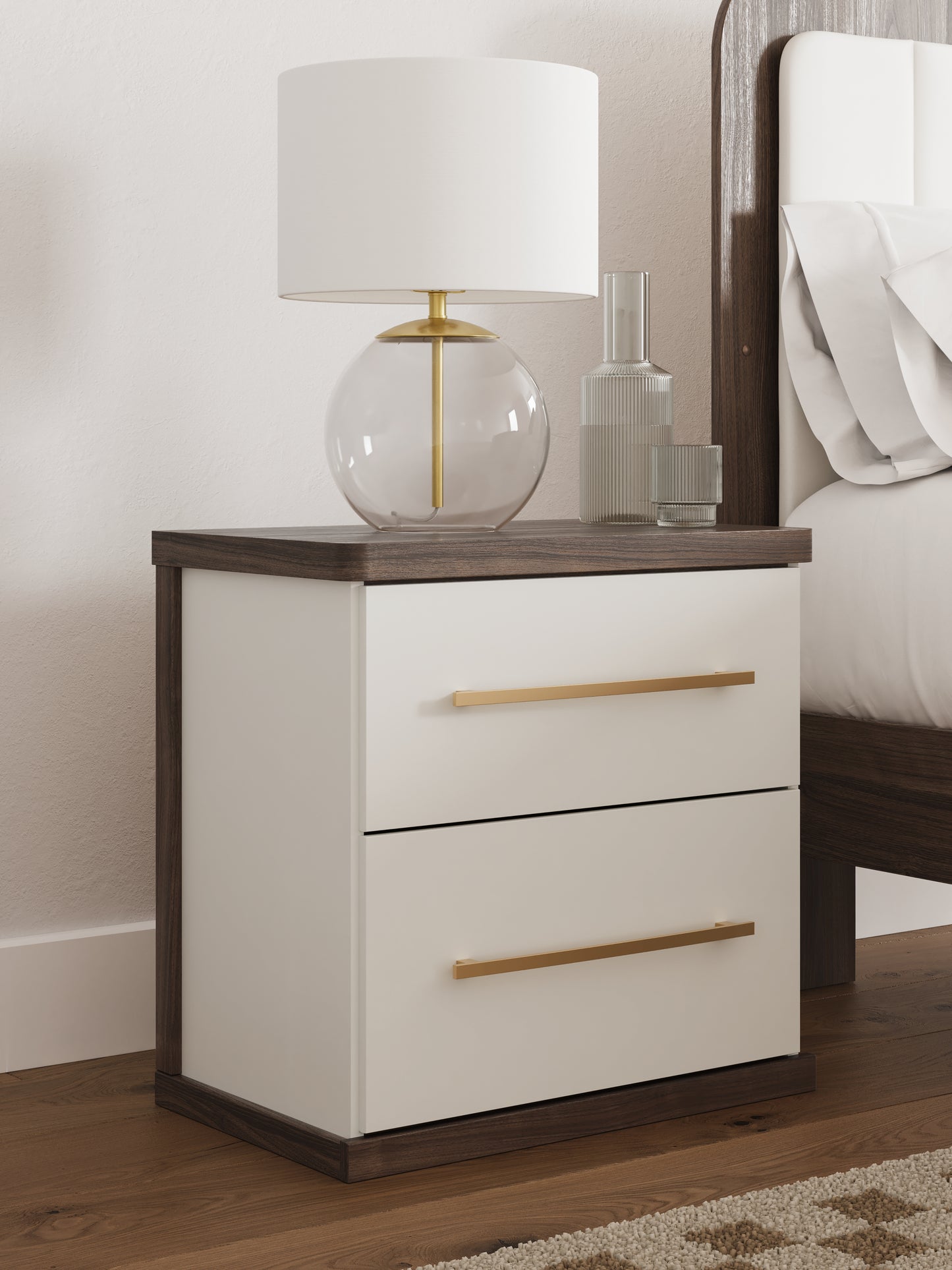 Cape Furniture Outlet - Ashley Furniture - Kendanport Bedroom - Two Drawer Night Stand / Brown/White - PCB1108-92