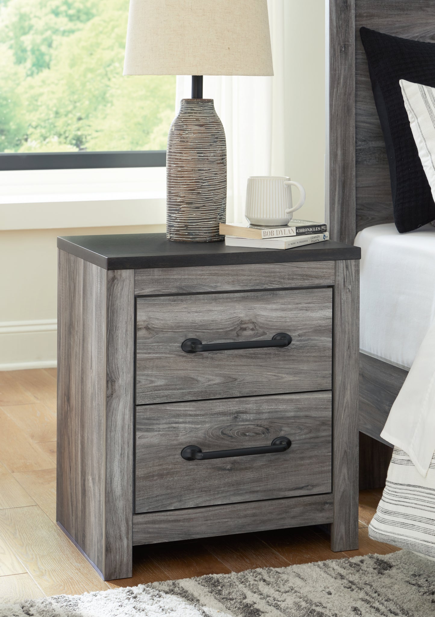 Cape Furniture Outlet - Ashley Furniture - Bronyan Bedroom - Two Drawer Night Stand / Dark Gray - B1290-92