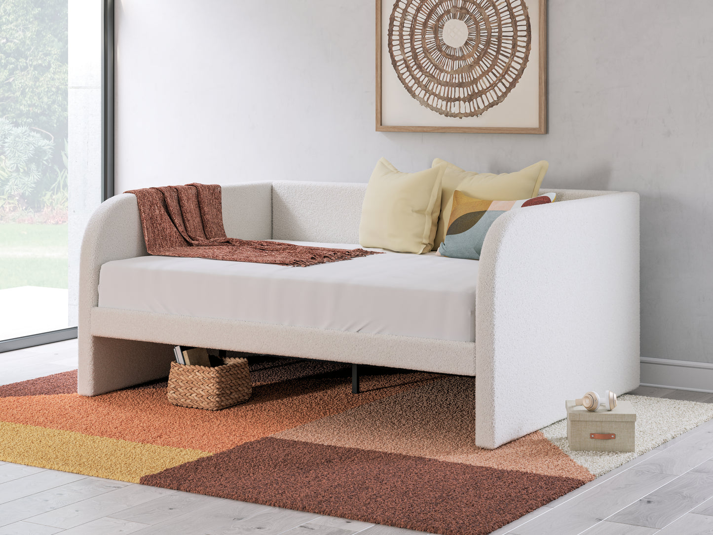 Cape Furniture Outlet - Ashley Furniture - Arloster Bedroom - Full Upholstered Day Bed / Tan/White - PCB1566B10