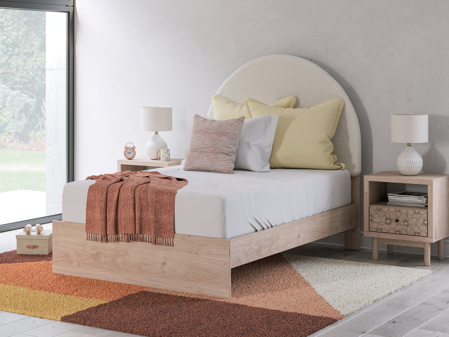 Cape Furniture Outlet - Ashley Furniture - Arloster Bedroom - Full Upholstered Panel Bed / Tan/White - PCB1566B3