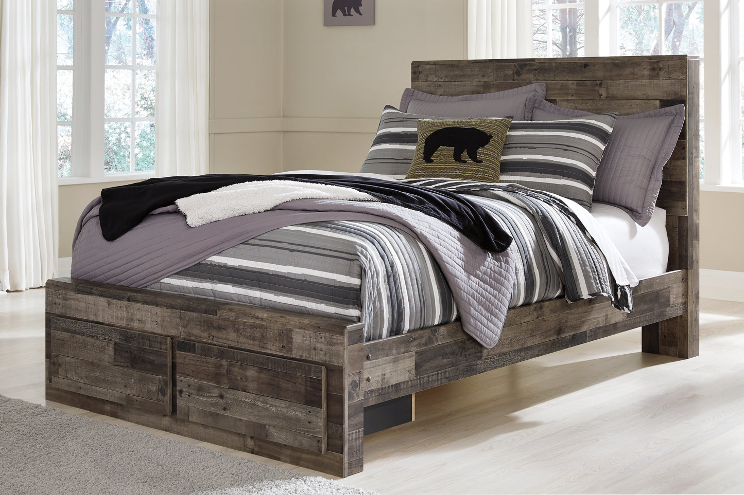 Cape Furniture Outlet - Ashley Furniture - Derekson Bedroom - Full Panel Bed with 2 Storage Drawers / Multi Gray - B200B16