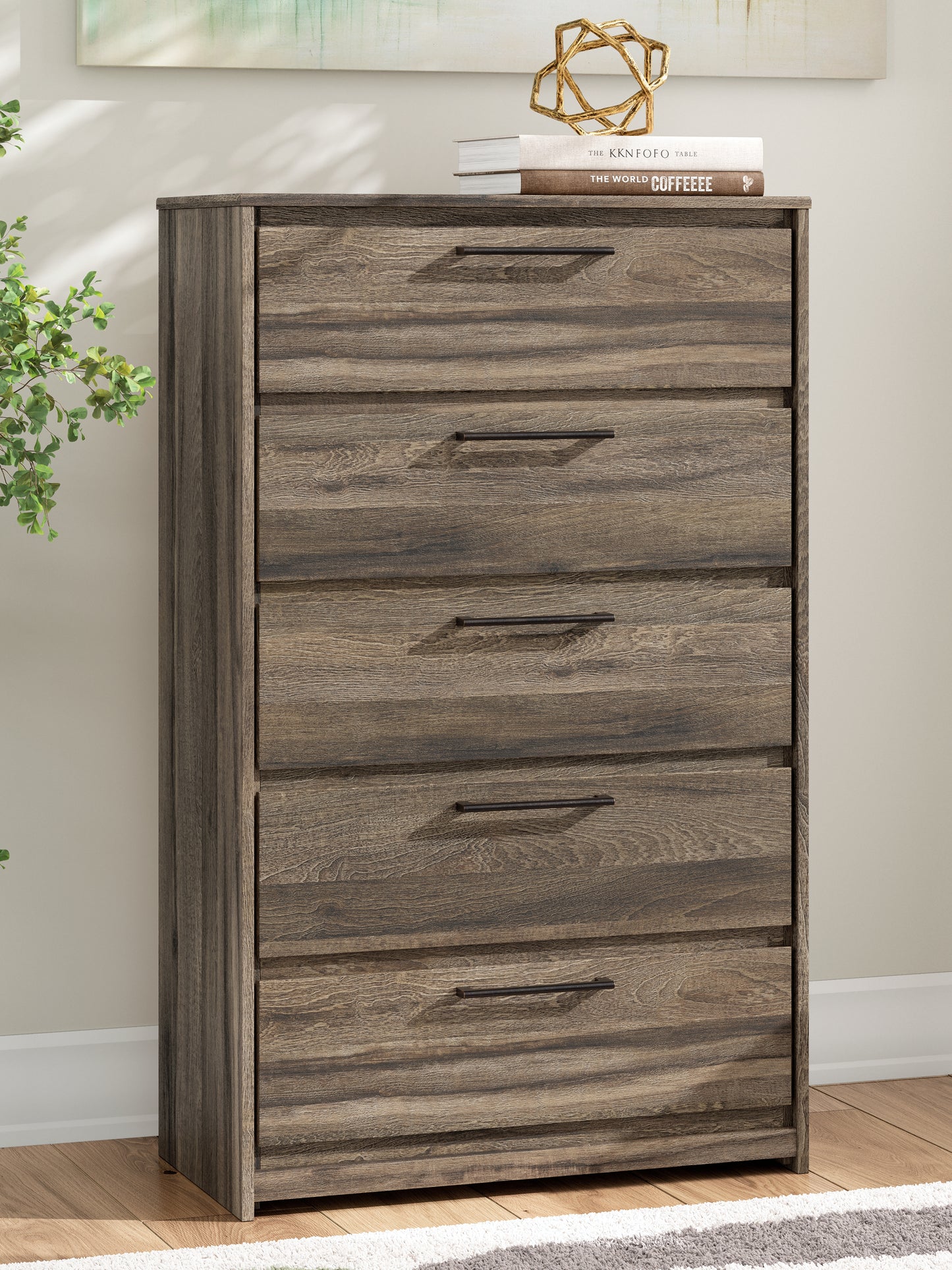 Cape Furniture Outlet - Ashley Furniture - Elbrim Bedroom - Five Drawer Chest / Brown - PCB2005-46