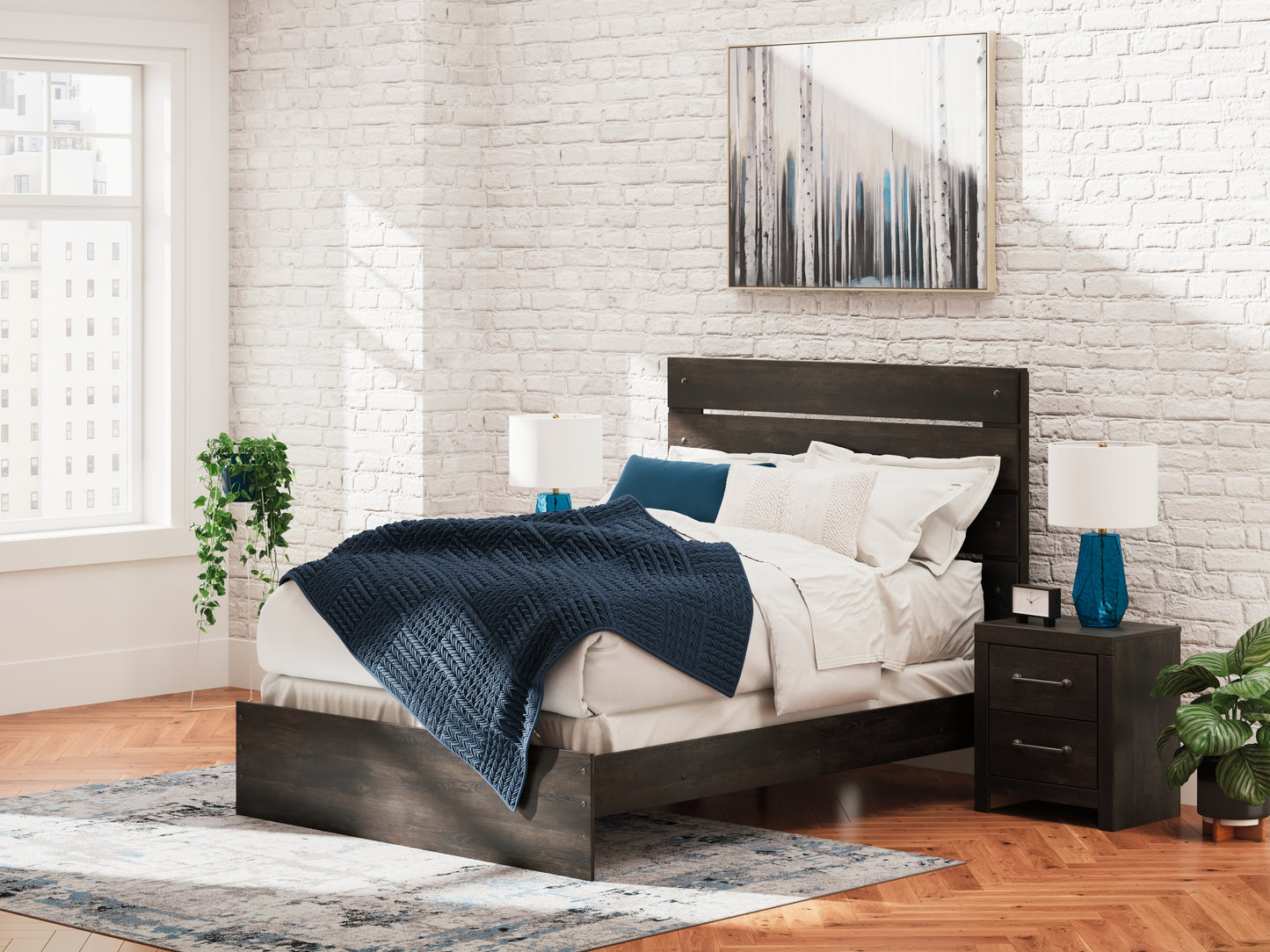 Cape Furniture Outlet - Ashley Furniture - Hollivern Bedroom - Queen Panel Bed / Dark Gray - PCB2108B2