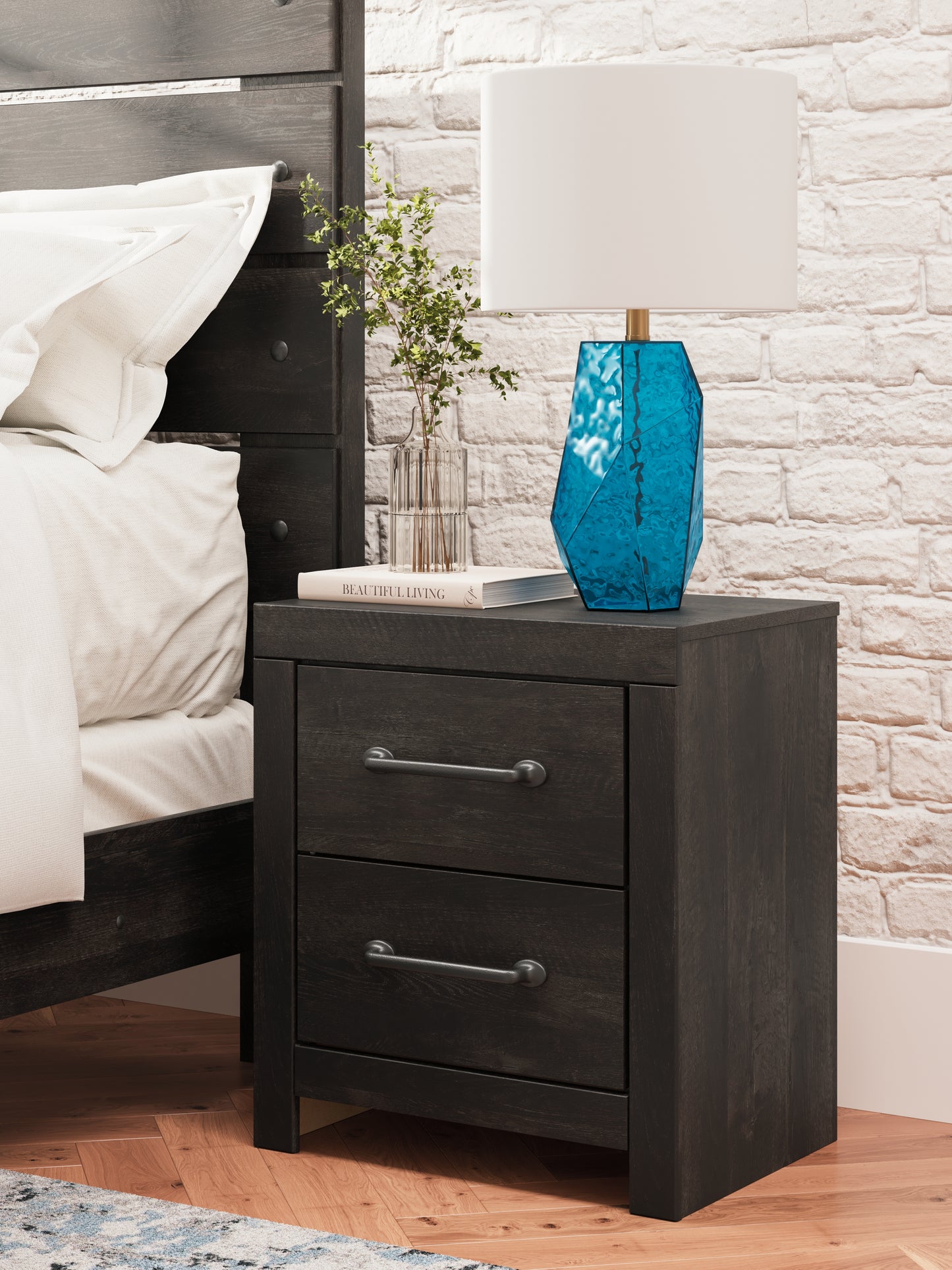 Cape Furniture Outlet - Ashley Furniture - Hollivern Bedroom - Two Drawer Night Stand / Dark Gray - PCB2108-92