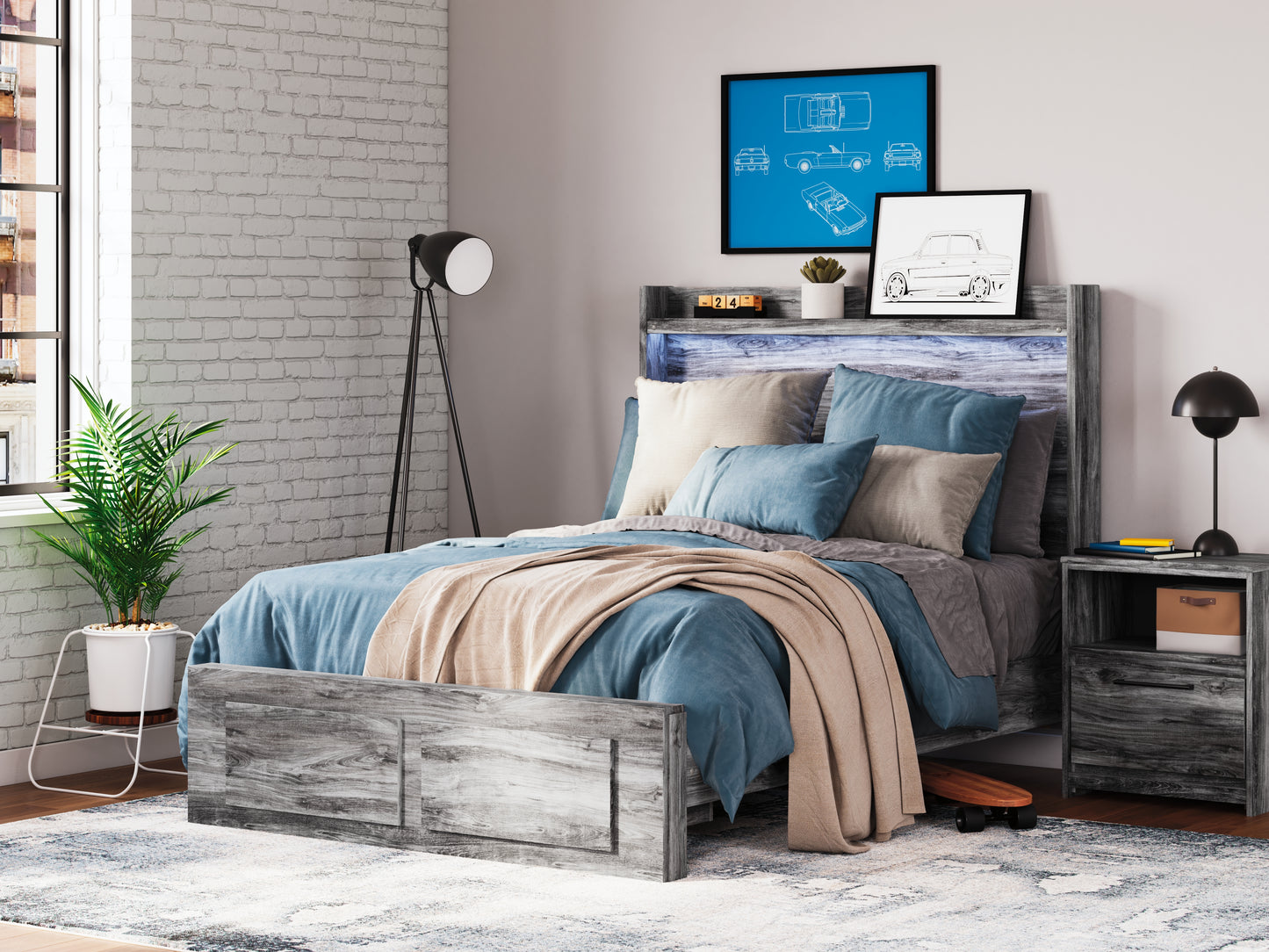 Cape Furniture Outlet - Ashley Furniture - Baystorm Bedroom - Full Panel Bed with 2 Storage Drawers / Gray - B221B34