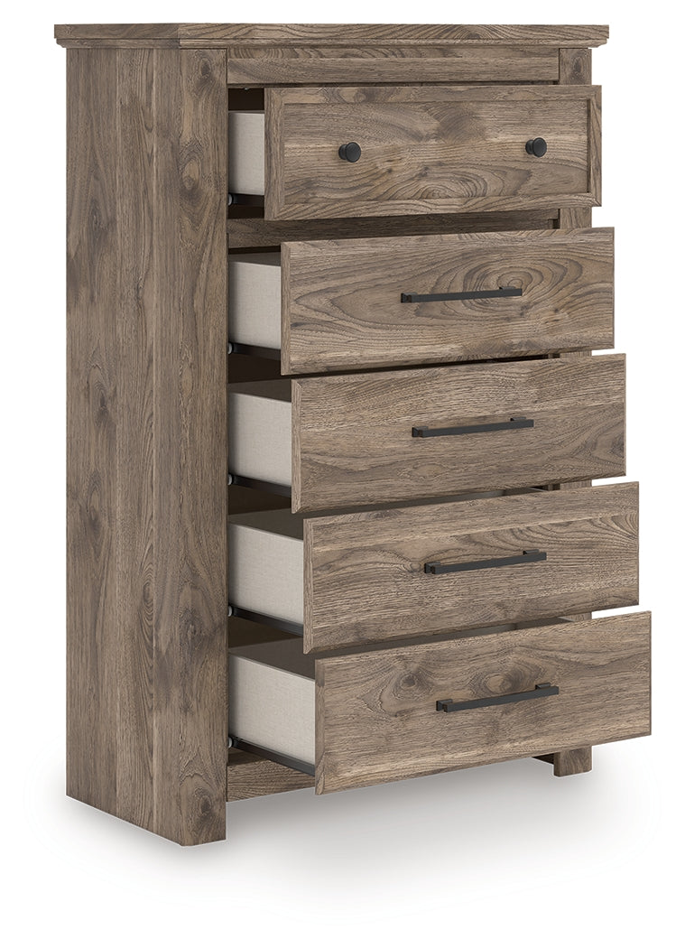 Cape Furniture Outlet - Ashley Furniture - Rusticott Bedroom - Five Drawer Chest / Brown - PCB2260-46