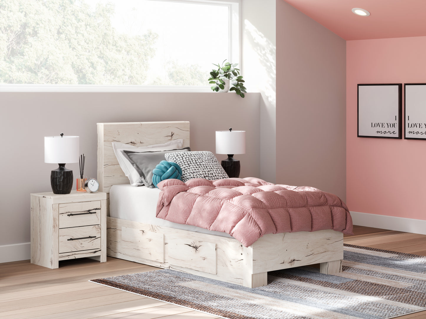 Cape Furniture Outlet - Ashley Furniture - Lawroy Bedroom - Twin Panel Bed with Storage / Light Natural - B2310B23