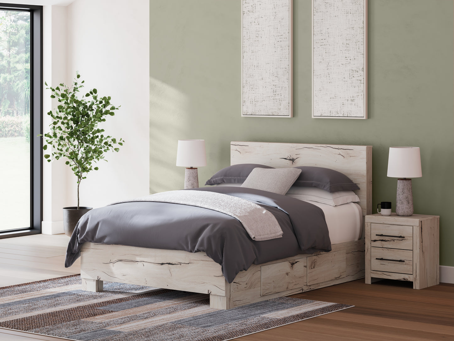 Cape Furniture Outlet - Ashley Furniture - Lawroy Bedroom - Queen Panel Bed with Storage / Light Natural - B2310B6