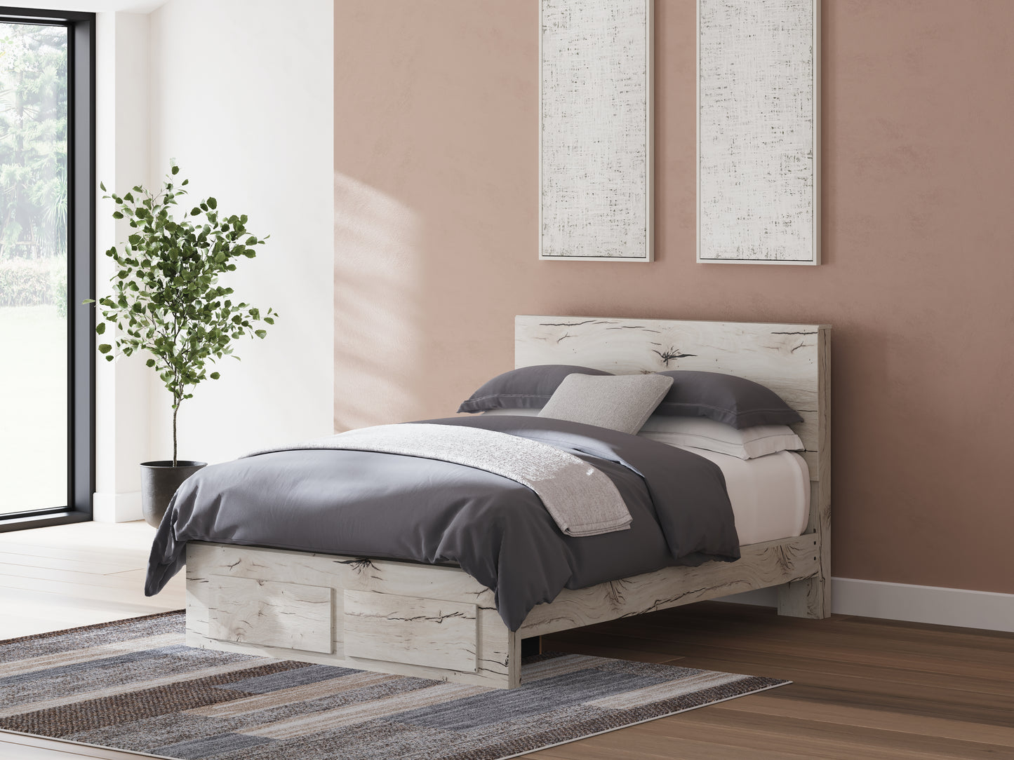 Cape Furniture Outlet - Ashley Furniture - Lawroy Bedroom - Queen Panel Storage Bed / Light Natural - B2310B4