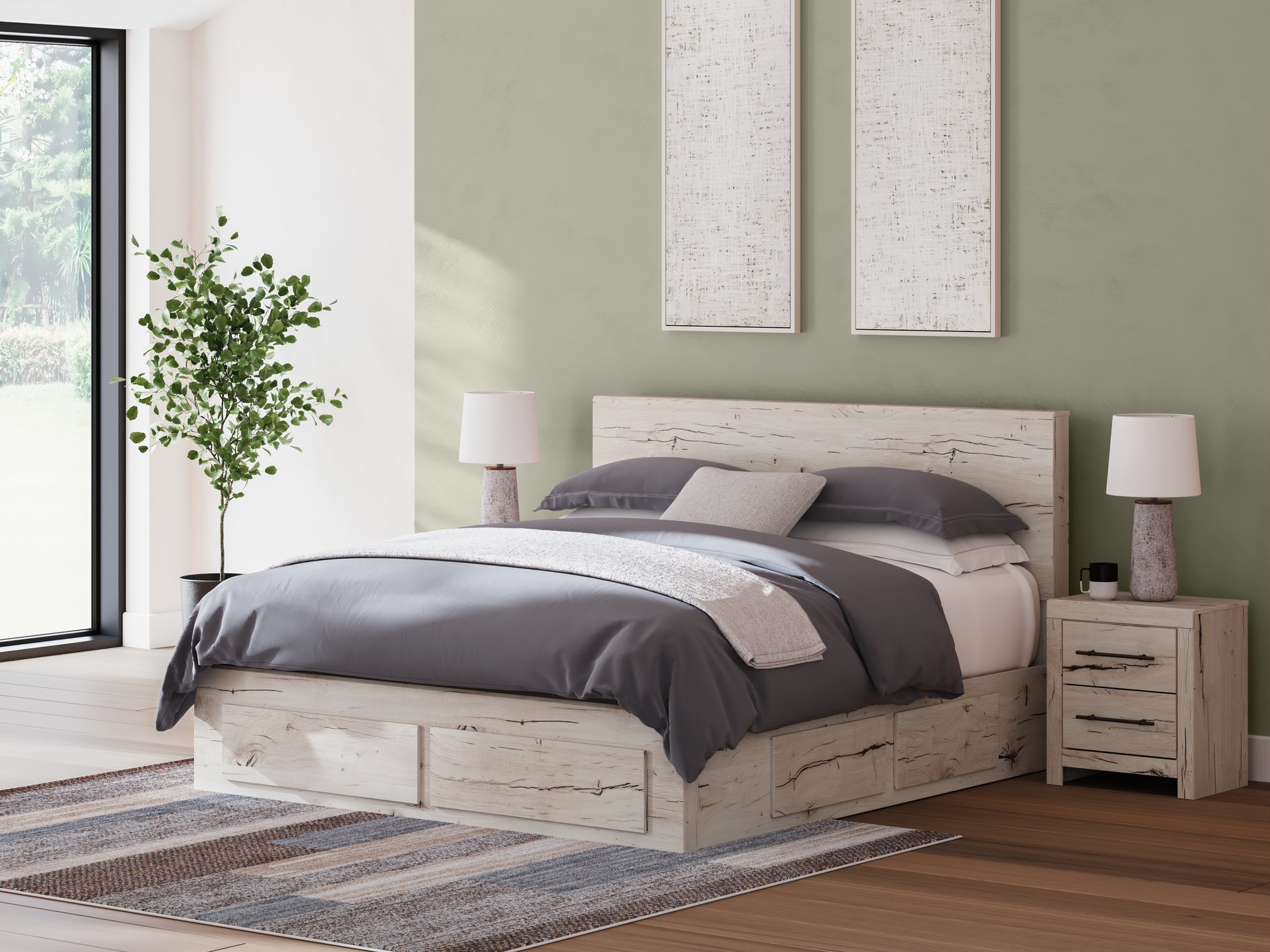 Cape Furniture Outlet - Ashley Furniture - Lawroy Bedroom - Full Panel Bed with Storage / Light Natural - B2310B43