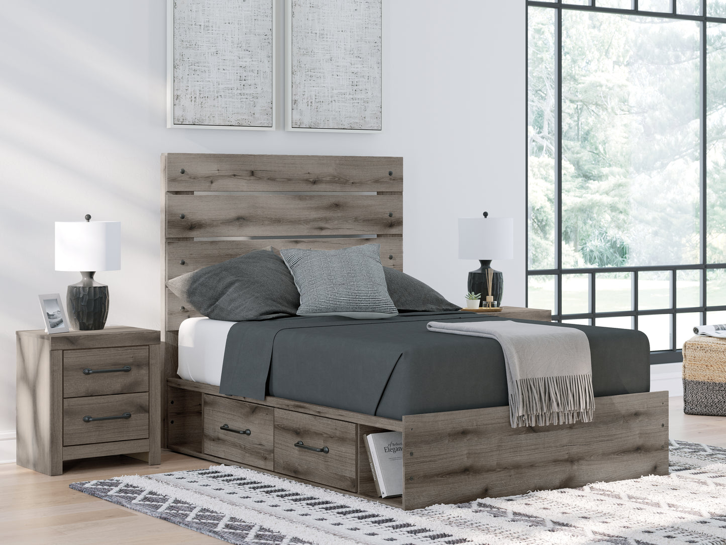 Cape Furniture Outlet - Ashley Furniture - Graystorm Bedroom - Full Panel Storage Bed / Brown Gray - PCB2405B16