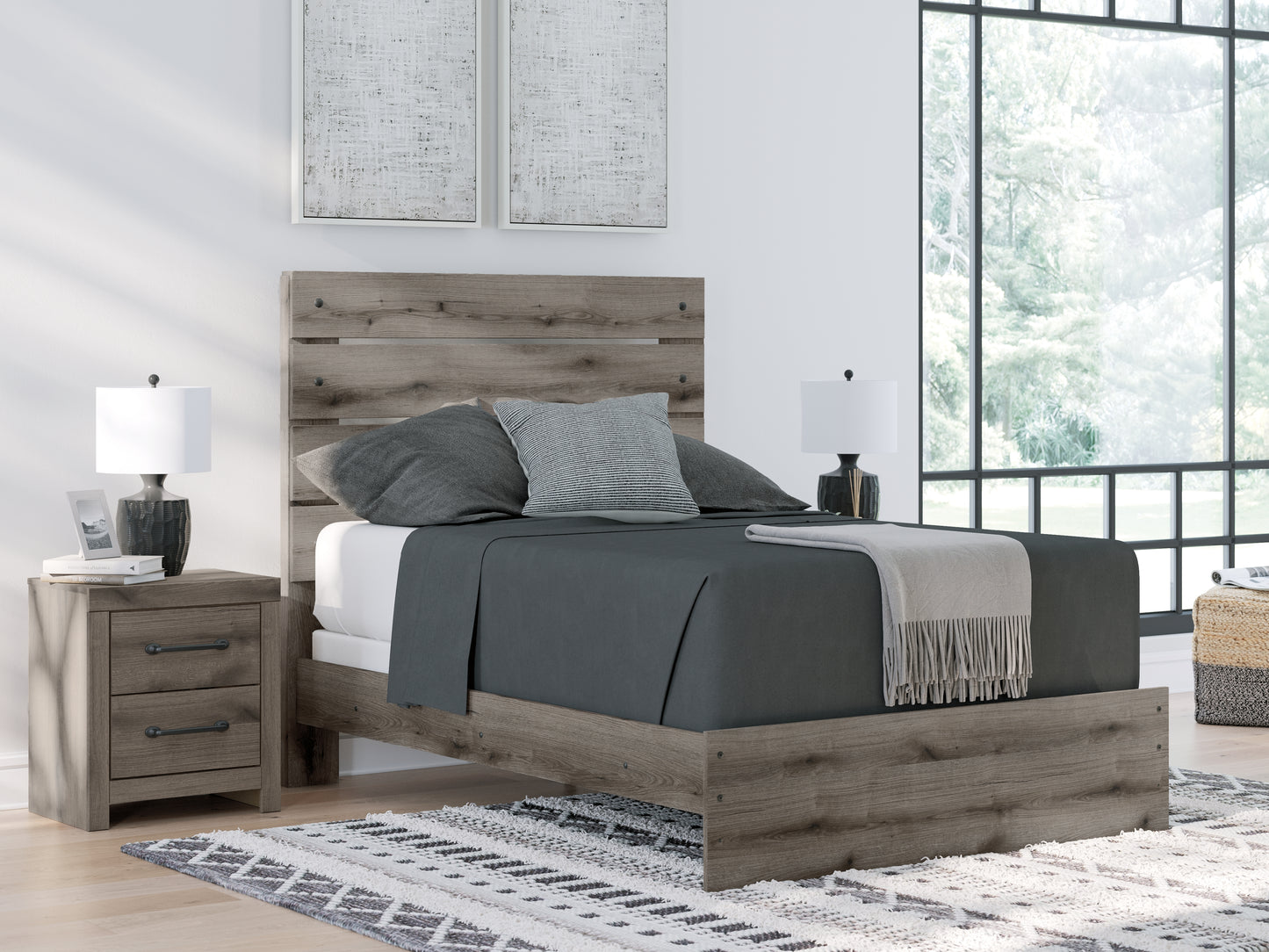 Cape Furniture Outlet - Ashley Furniture - Graystorm Bedroom - Full Panel Bed / Brown Gray - PCB2405B13