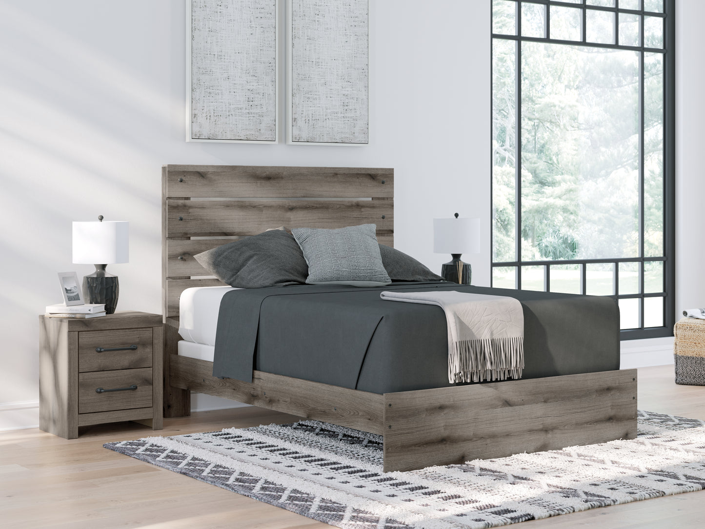 Cape Furniture Outlet - Ashley Furniture - Graystorm Bedroom - Queen Panel Bed / Brown Gray - PCB2405B2