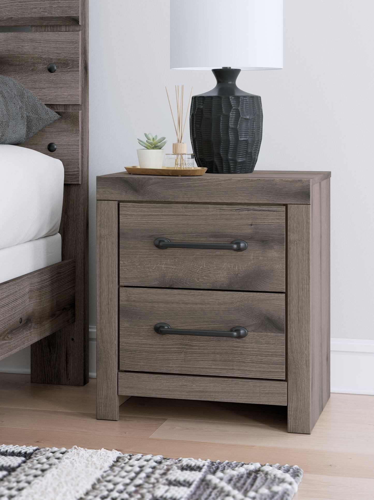 Cape Furniture Outlet - Ashley Furniture - Graystorm Bedroom - Two Drawer Night Stand / Brown Gray - PCB2405-92