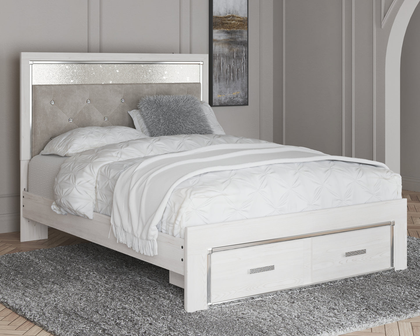 Cape Furniture Outlet - Ashley Furniture - Altyra Bedroom - Queen Upholstered Storage Bed / White - B2640B17